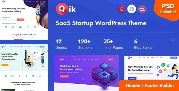 SaaS初创企业 WordPress 主题Qik v1.0.3 已免费